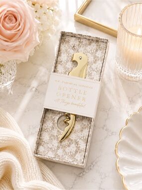 Margot Elena Gold Bottle Wine Opener Gift Box Luxe Barware Entertaining Gift NWT